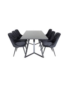 Matgrupp Marina med Velvet Deluxe matstolar, 180 × 90 cm