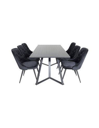 Matgrupp Marina med Velvet Deluxe matstolar, 180 × 90 cm
