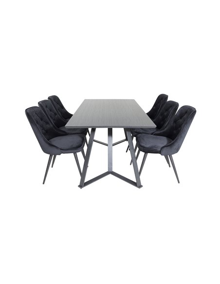 Matgrupp Marina med Velvet Deluxe matstolar, 180 × 90 cm