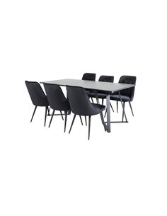 Matgrupp Marina med Velvet Deluxe matstolar, 180 × 90 cm 2