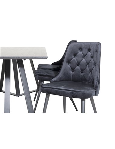 Matgrupp Marina med Velvet Deluxe matstolar, 180 × 90 cm