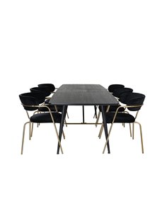 Matgrupp Gold med Arrow matstolar, 180 × 85 cm
