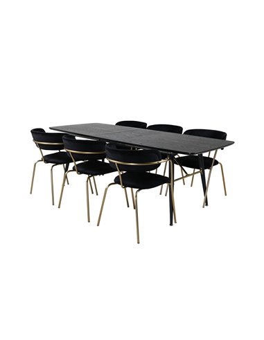 Matgrupp Gold med Arrow matstolar, 180 × 85 cm