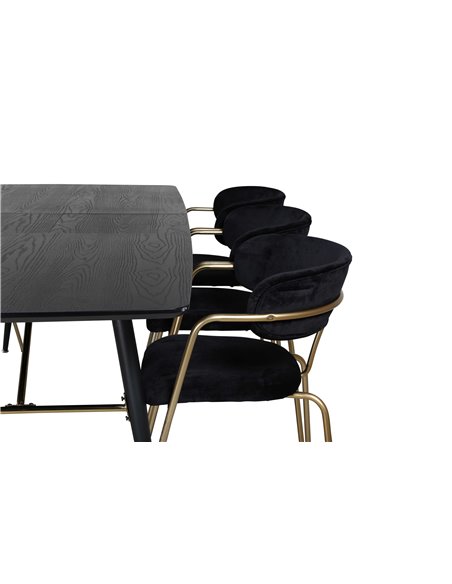 Matgrupp Gold med Arrow matstolar, 180 × 85 cm