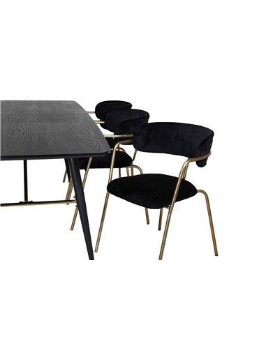 Matgrupp Gold med Arrow matstolar, 180 × 85 cm