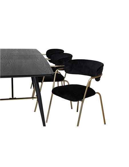 Matgrupp Gold med Arrow matstolar, 180 × 85 cm