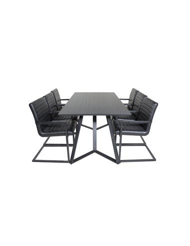 Matgrupp Marina med Art matstolar, 180 × 90 cm