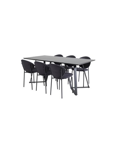 Matgrupp Marina med Vault matstolar, 180 × 90 cm