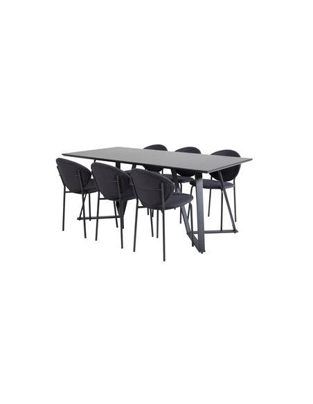 Matgrupp Marina med Vault matstolar, 180 × 90 cm