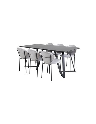Matgrupp Marina med Vault matstolar, 180 × 90 cm