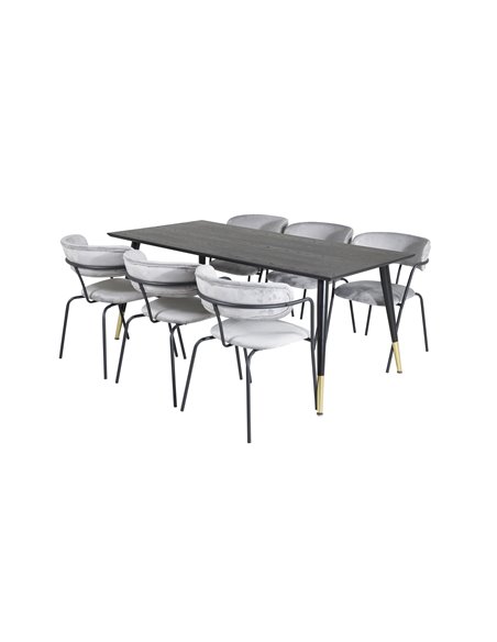Matgrupp Dipp med Arrow matstolar, 180 × 90 cm