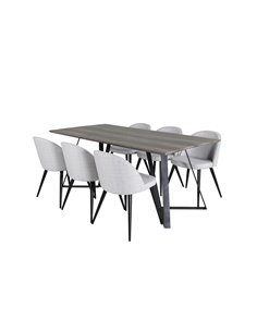 Matgrupp Marina med Velvet matstolar, 180 × 90 cm 2