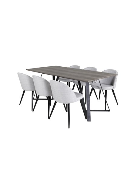 Matgrupp Marina med Velvet matstolar, 180 × 90 cm