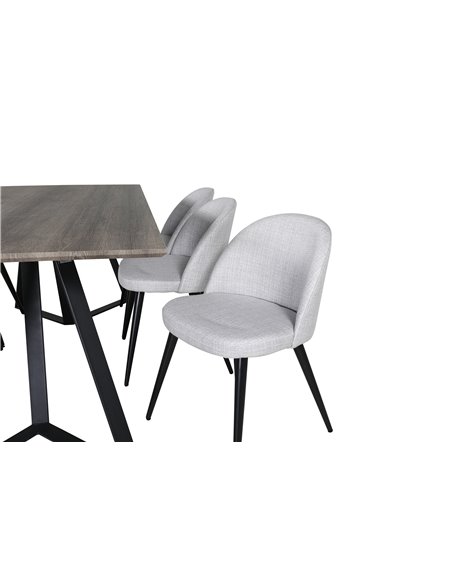 Matgrupp Marina med Velvet matstolar, 180 × 90 cm