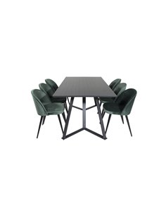 Matgrupp Marina med Velvet matstolar, 180 × 90 cm