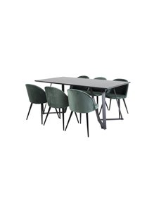 Matgrupp Marina med Velvet matstolar, 180 × 90 cm 2