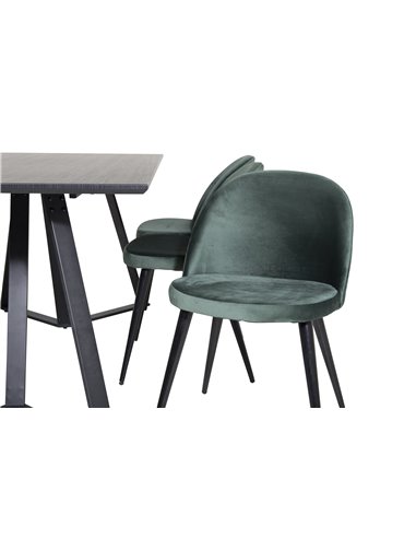 Matgrupp Marina med Velvet matstolar, 180 × 90 cm