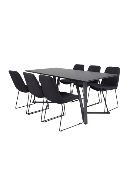 Matgrupp Marina med Muce matstolar, 180 × 90 cm