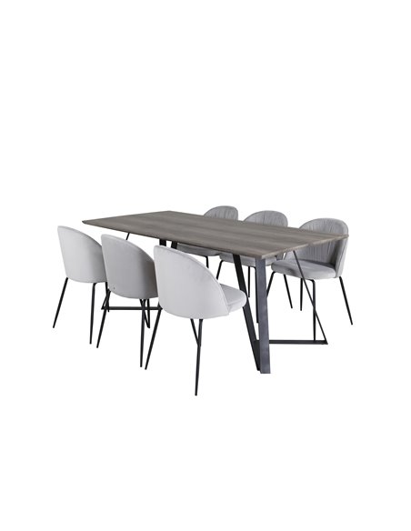 Matgrupp Marina med Wrinkles matstolar, 180 × 90 cm