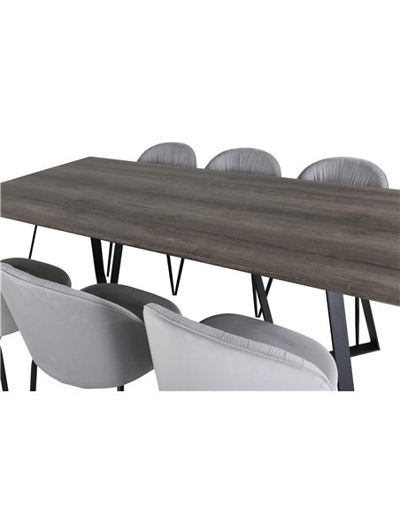Matgrupp Marina med Wrinkles matstolar, 180 × 90 cm
