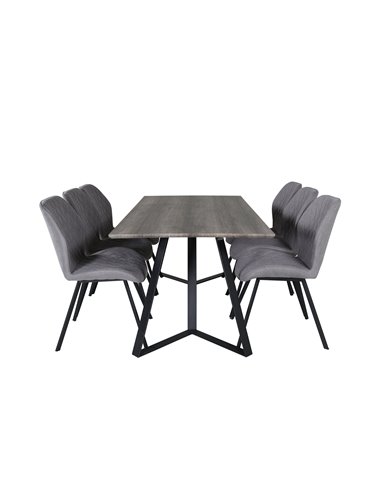Matgrupp Marina med Gemma matstolar, 180 × 90 cm