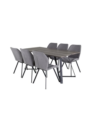 Matgrupp Marina med Gemma matstolar, 180 × 90 cm