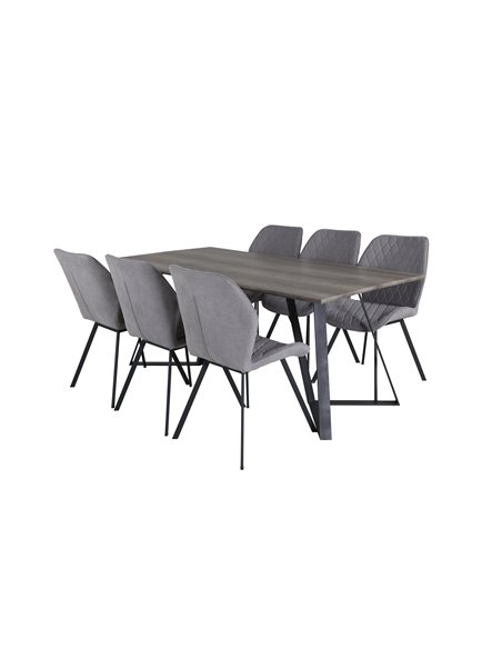 Matgrupp Marina med Gemma matstolar, 180 × 90 cm