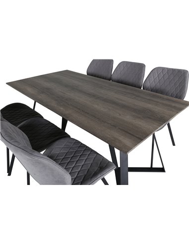 Matgrupp Marina med Gemma matstolar, 180 × 90 cm