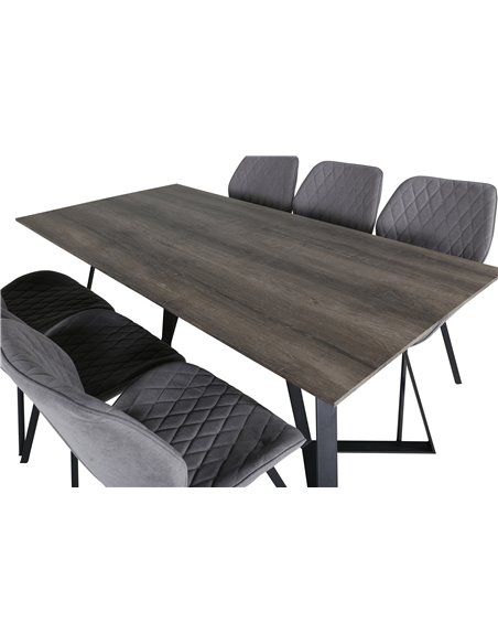 Matgrupp Marina med Gemma matstolar, 180 × 90 cm