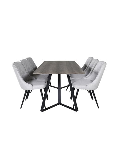 Matgrupp Marina med Velvet Deluxe matstolar, 180 × 90 cm