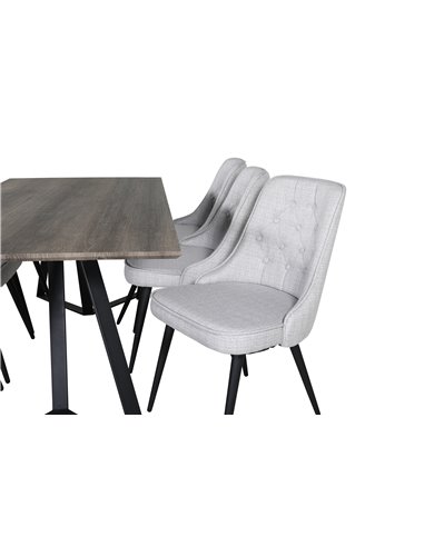 Matgrupp Marina med Velvet Deluxe matstolar, 180 × 90 cm