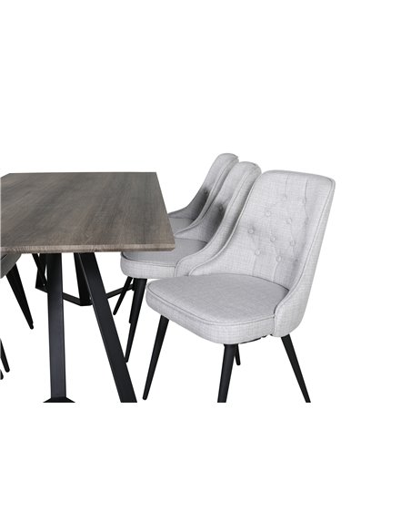 Matgrupp Marina med Velvet Deluxe matstolar, 180 × 90 cm