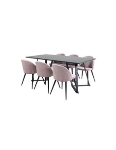 Matgrupp Marina med Velvet matstolar, 180 × 90 cm 2