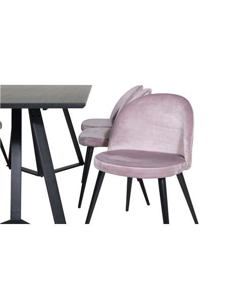 Matgrupp Marina med Velvet matstolar, 180 × 90 cm