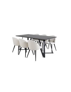 Matgrupp Marina med Velvet matstolar, 180 × 90 cm 2