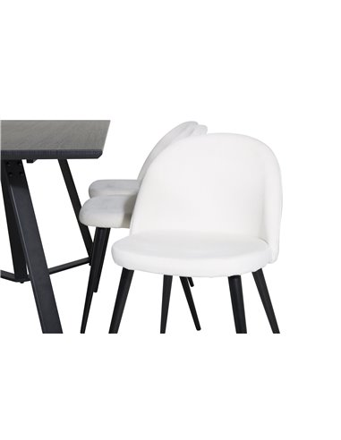 Matgrupp Marina med Velvet matstolar, 180 × 90 cm