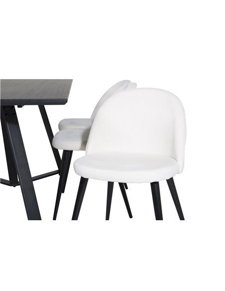 Matgrupp Marina med Velvet matstolar, 180 × 90 cm