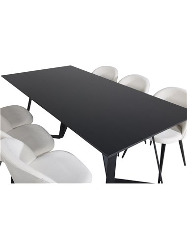Matgrupp Marina med Velvet matstolar, 180 × 90 cm