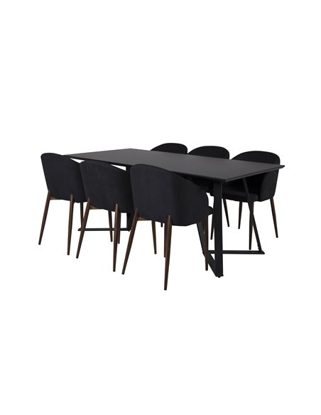 Matgrupp Marina med Arch matstolar, 180 × 90 cm