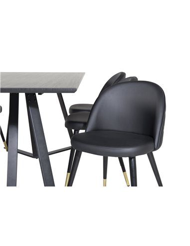 Matgrupp Marina med Velvet matstolar, 180 × 90 cm