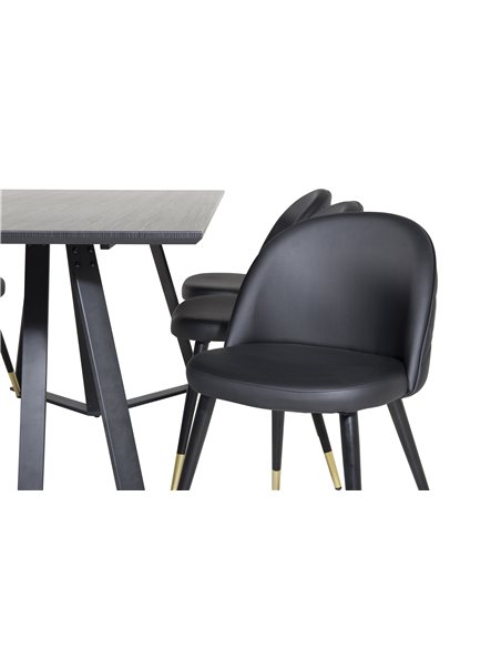 Matgrupp Marina med Velvet matstolar, 180 × 90 cm