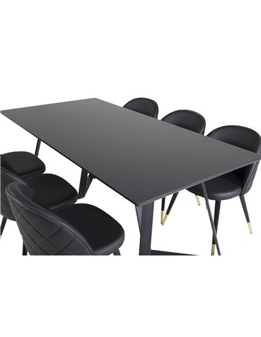 Matgrupp Marina med Velvet matstolar, 180 × 90 cm