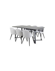 Matgrupp Marina med Velvet matstolar, 180 × 90 cm 2