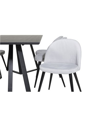 Matgrupp Marina med Velvet matstolar, 180 × 90 cm