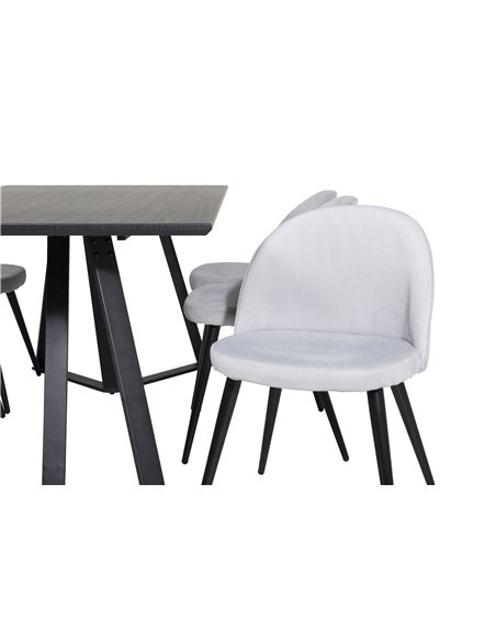 Matgrupp Marina med Velvet matstolar, 180 × 90 cm