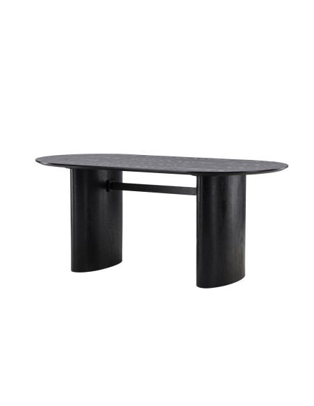 Ovalt matbord Isolde, 180 × 90 cm, Svart