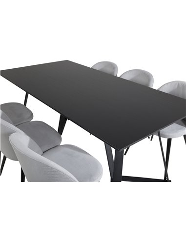 Matgrupp Marina med Velvet matstolar, 180 × 90 cm