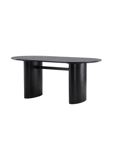 Ovalt matbord Isolde, 180 × 90 cm, Svart