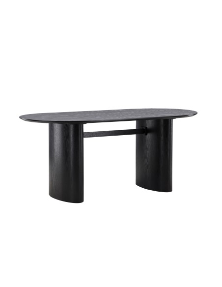 Ovalt matbord Isolde, 180 × 90 cm, Svart