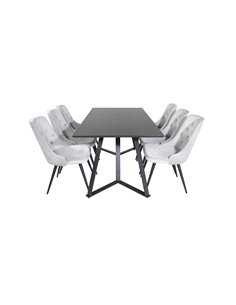 Matgrupp Marina med Velvet Deluxe matstolar, 180 × 90 cm